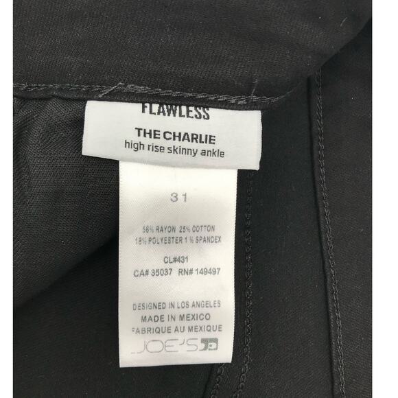 Joe's Black Waxed Side Stripe Regan Flawless The Charlie High Rise Skinny 31 - Picture 5 of 8